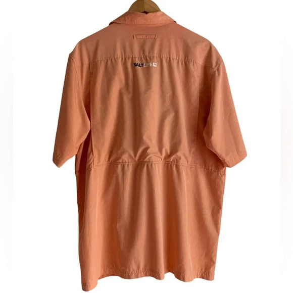 Salt Life Shirt Size XL Live Salty SLX Performance Stretch Fishing Orange Vented - Picture 2 of 11